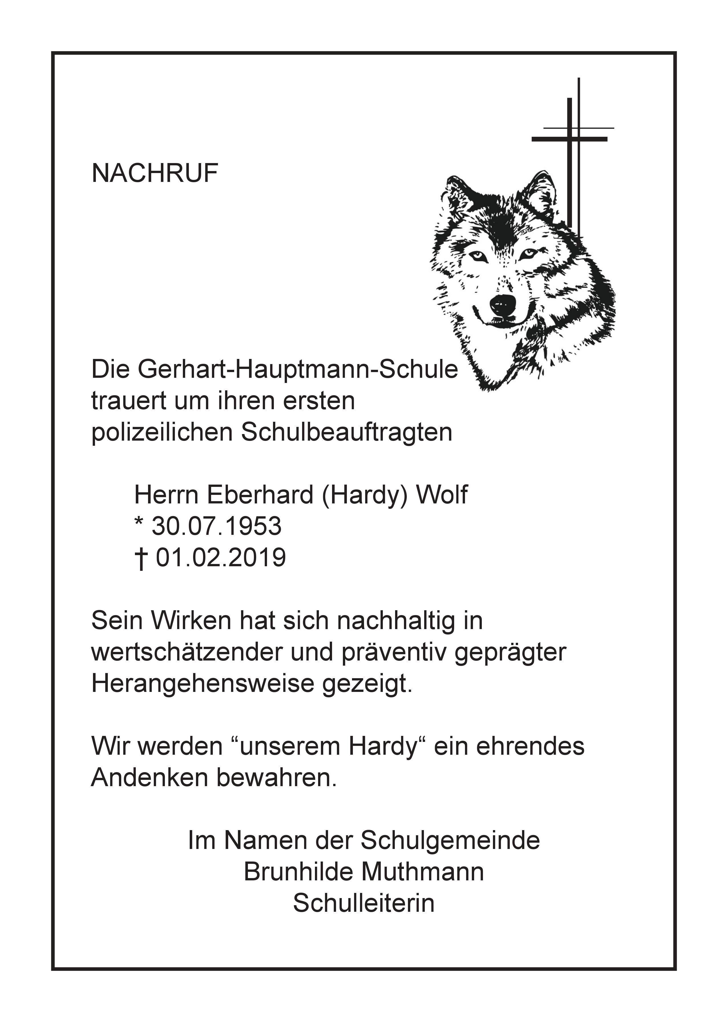 Nachruf auf Eberhard „Hardy“ Wolf